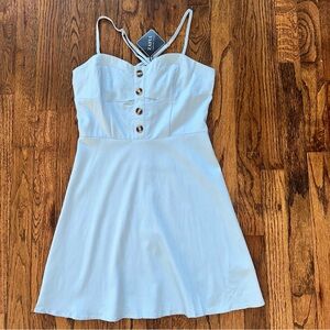 Zaful Button Crisscross Cami Dress Baby Blue Small 4